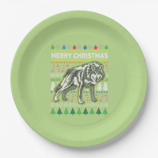 ウルフ醜いクリスマスセーター野生生物シリーズ ペーパープレート