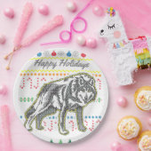 ウルフ醜いクリスマスセーター野生生物シリーズ ペーパープレート (パーティー)