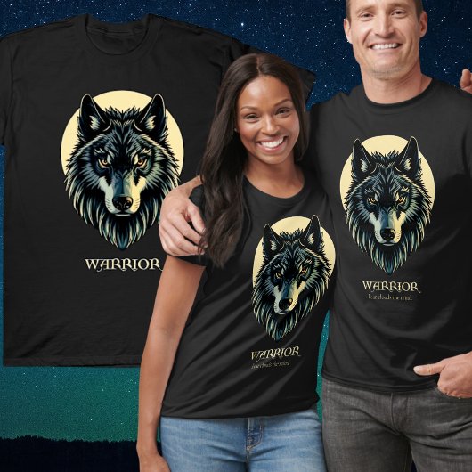 ウルフ顔戦士ベージュ恐怖の心を雲 Tシャツ