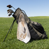 ウルフ顔頭野生動物モノグラム名 ゴルフタオル (グリーン)