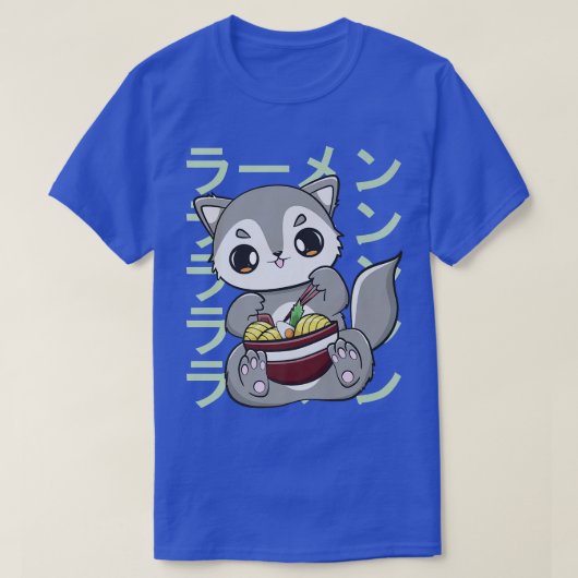 ウルフ食べラーメンと日本の麺類3010 Tシャツ (デザイン正面)