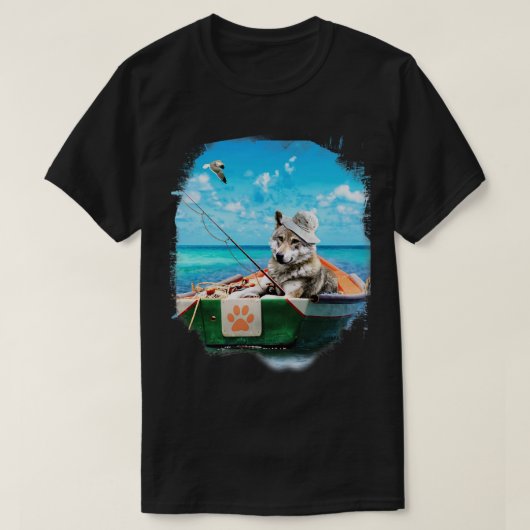 ウルフ魚釣り Tシャツ (デザイン正面)