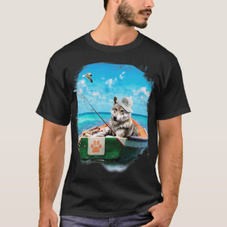 ウルフ魚釣り Tシャツ