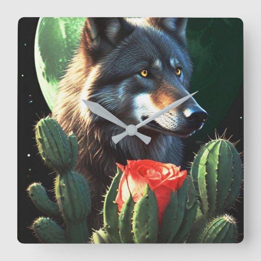 ウルフ19: スクエア壁時計 (正面)