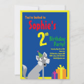 ウルフ·アニマル·キッドバースデーパーティ招待状 招待状 (正面)