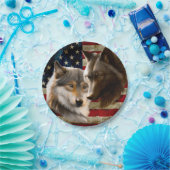 ウルフ·アメリカン·フラッグ ペーパープレート (パーティー)