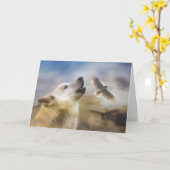 ウルフ·アンド·ホーク誕生日の永遠の霊 カード (黄色い花)