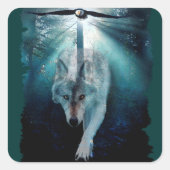 ウルフ&イーグルクラン野生動物アート スクエアシール (正面)