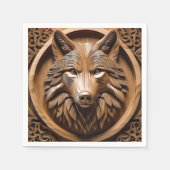 ウルフ・ウッド・カービング スタンダードカクテルナプキン (正面)