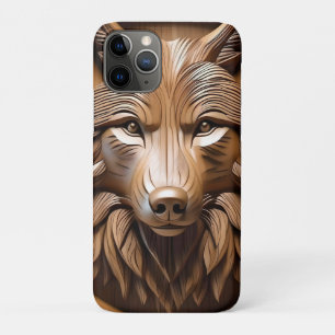 ウルフ・ウッド・カービング iPhone 11 PROケース