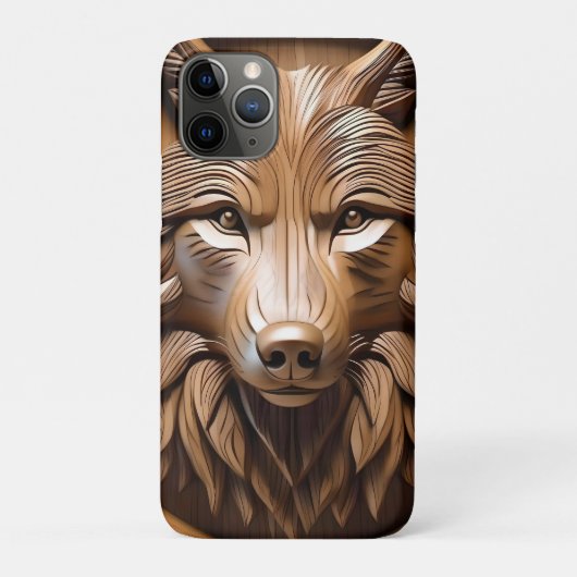 ウルフ・ウッド・カービング Case-Mate iPhoneケース (裏)