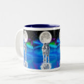 ウルフ、オーロラ&ムーンワイルドライフファンタジー飲むマグカップ ツートーンマグカップ (正面左)