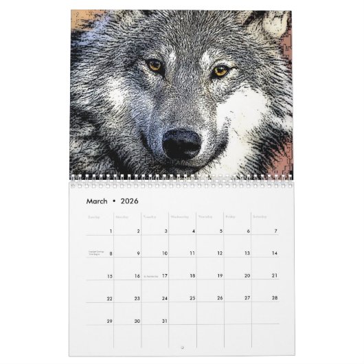 ウルフ カレンダー (3月 2026)