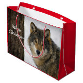 ウルフ・スノー・ツリーの写真クリスマス ラージペーパーバッグ (裏面アングル)