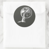 ウルフ&ドラゴンシルバーブラックスティッカー ラウンドシール (バッグ)