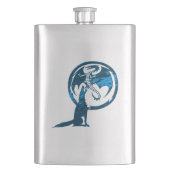 ウルフ&ドラゴンブルーステンレススチールフラスコ フラスク (正面)