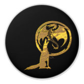 ウルフ&ドラゴン金ゴールドブラックセラミックスノブ セラミックノブ (正面)