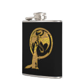 ウルフ&ドラゴン金ゴールドブラックフラッ包まれたク フラスク (左)