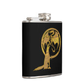 ウルフ&ドラゴン金ゴールドブラックフラッ包まれたク フラスク (右)