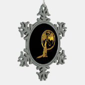 ウルフ&ドラゴン金ゴールドブラックペーター雪片オーナメント スノーフレークピューターオーナメント (左)