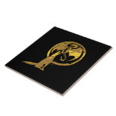 ウルフ&ドラゴン金ゴールドブラックラージタイル タイル (側面)