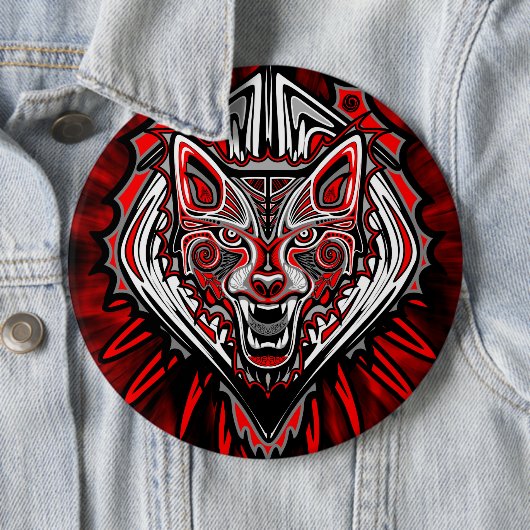 ウルフ・ハイダ族トーテムデザイン 缶バッジ (インサイチュ)
