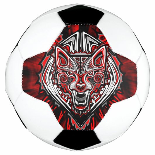 ウルフ・ハイダ部族トーテムデザイン サッカーボール (正面)
