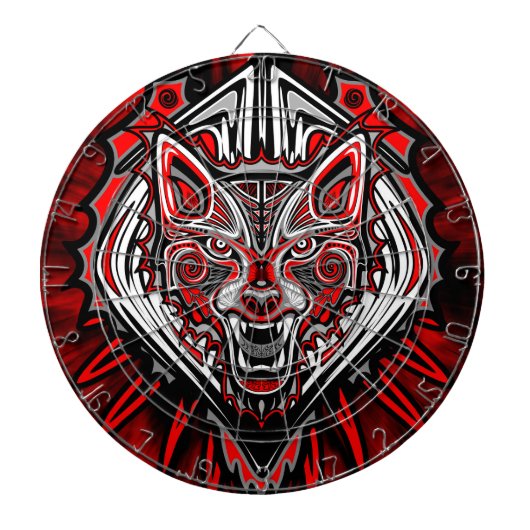 ウルフ・ハイダ部族トーテムデザイン ダーツボード (正面)