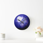 ウルフ・ムーン・ブルーナイト ラウンド壁時計 (ホーム)