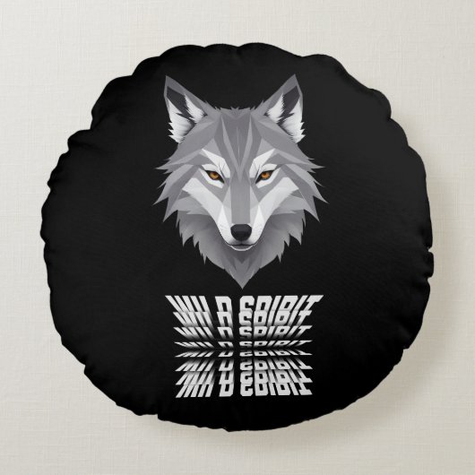 ウルフ・ワイルド・スピリット ラウンドクッション (正面)