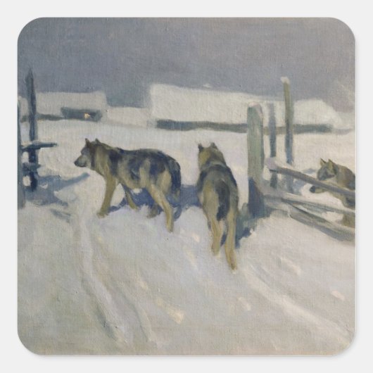 ウルフ、冬の夜、c.1910 スクエアシール (正面)