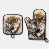 ウルフ 鍋つかみ&鍋敷きセット (正面)