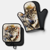 ウルフ 鍋つかみ&鍋敷きセット (正面/裏面)