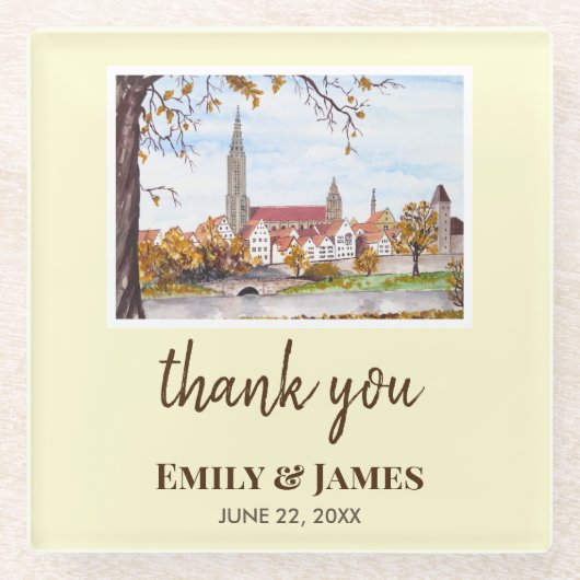 ウルム結婚ミンスタードイツFarida Greenfield ガラスコースター (正面)