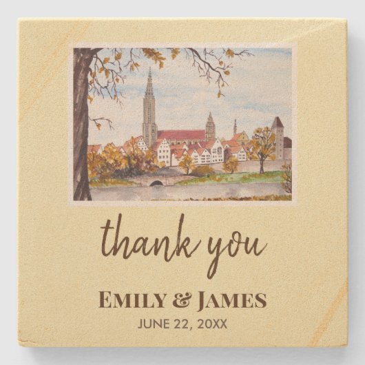 ウルム結婚ミンスタードイツFarida Greenfield ストーンコースター (正面)