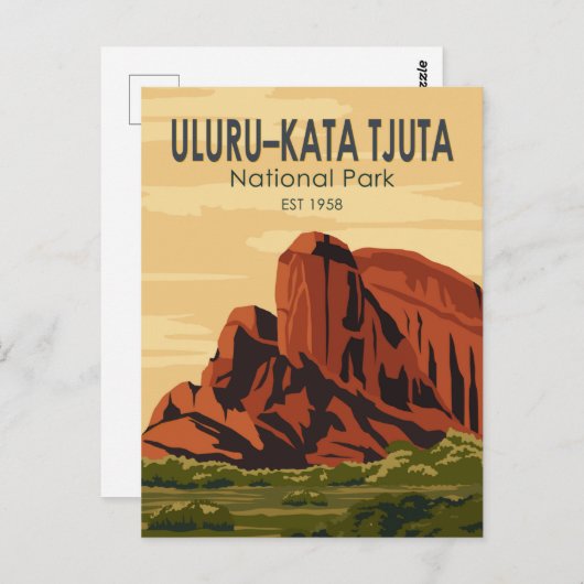 ウルルカタジュタナショナルパークオーストラリアヴィンテージ ポストカード (正面/裏面)