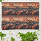 ウルル「エアーズロック」オーストラリア油絵を描、 キッチンタオル (折り畳み)