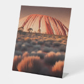 ウルル「エアーズロック」オーストラリア油絵を描、 台座サイン (正面)