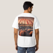 ウルル「エアーズロック」オーストラリア油絵を描、 Tシャツ (裏面フル)