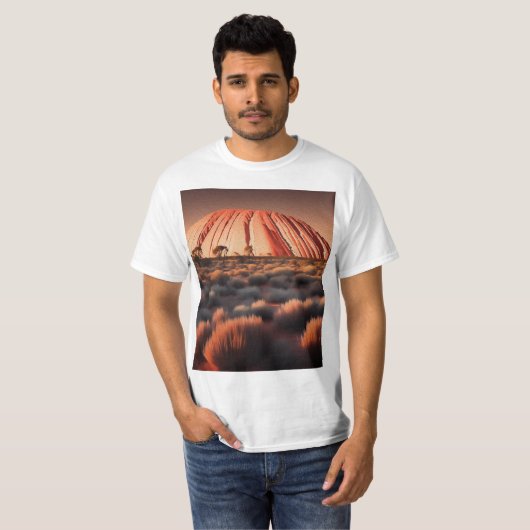 ウルル「エアーズロック」オーストラリア油絵を描、 Tシャツ (正面フル)