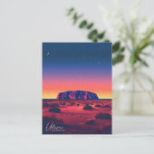 ウルル・オーストラリア・ヴィンテージ旅行で夜 ポストカード (スタンド正面)