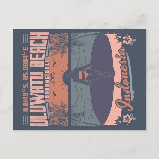 ウルワトゥビーチ-サーフィンガール – バリインドネシア ポストカード (正面)