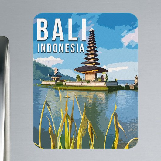 ウルンダヌベラタンテンプルインドネシアウォーターカラー マグネット