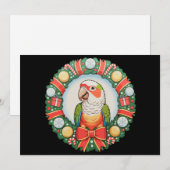 ウロコインコのクリスマスリース・インコのXmas シーズンカード (正面/裏面)
