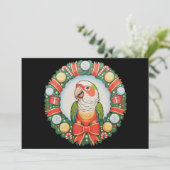ウロコインコのクリスマスリース・インコのXmas シーズンカード (スタンド正面)