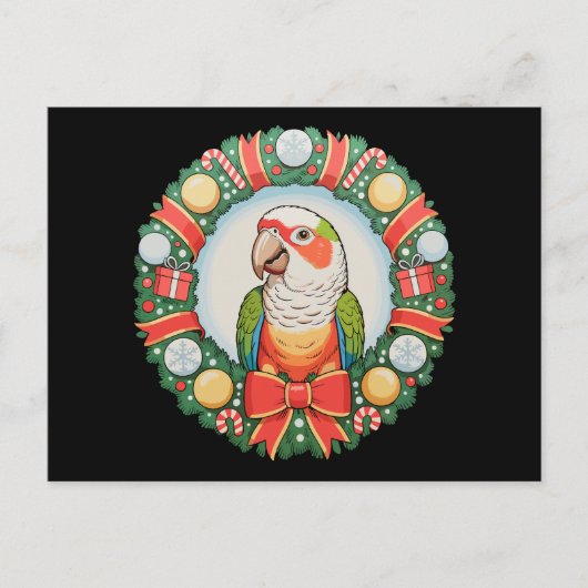 ウロコインコのクリスマスリース Xmas シーズンポストカード (正面)
