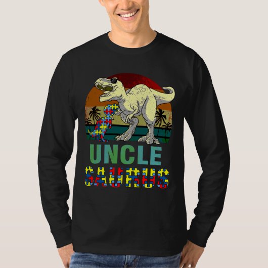 ウンクレサウルスレックスアンクルサウルス自閉症アウェア Tシャツ (正面)