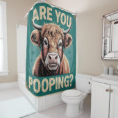 ウンコしてるのか？ハイランドおもしろいカウシャワーカーテン シャワーカーテン (インサイチュ)