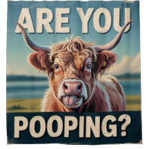 ウンコしてるのか？ハイランドおもしろいカウシャワーカーテン