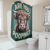 ウンコしてるのか？ハイランドおもしろいカウシャワーカーテン シャワーカーテン (インサイチュ)